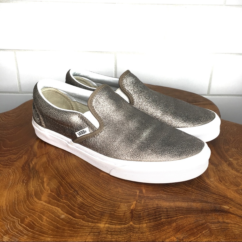 Vans Metallic Bronze Slip On Classic Sneakers 10
